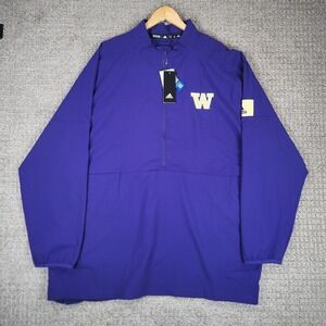 Adidas Washington Huskies Pullover Jacket 2XL Mens Purple Half Zip